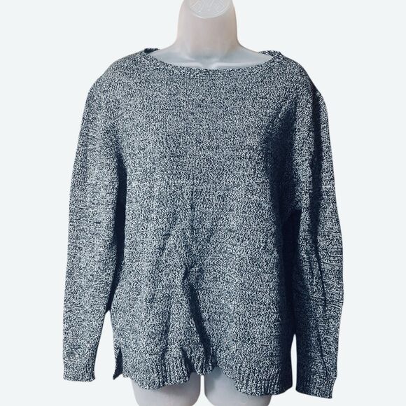 Brandy Melville One Size Navy Blue Marled Knit Pullover Sweater High Low Hem - Picture 5 of 9